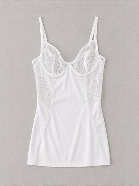 Coquette White Lace & Sheer Mesh Underwire Bustier Camisole Top
